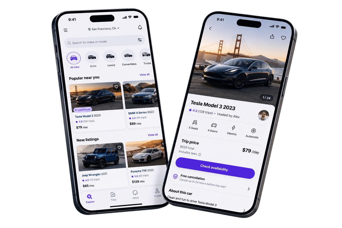 Turo clone booking screen